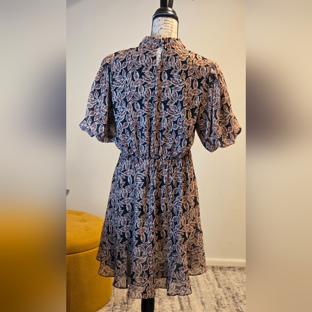 Thml Black And Brown Leaf Pattern Mini Dress, Siz… - image 4